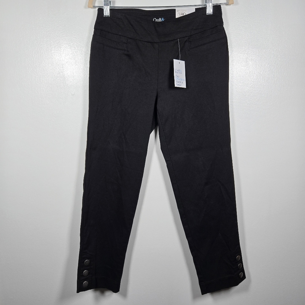 NEW Croft & Barrow Black Mid Rise Effortless Stretch Ankle Trouser Pants Size 4